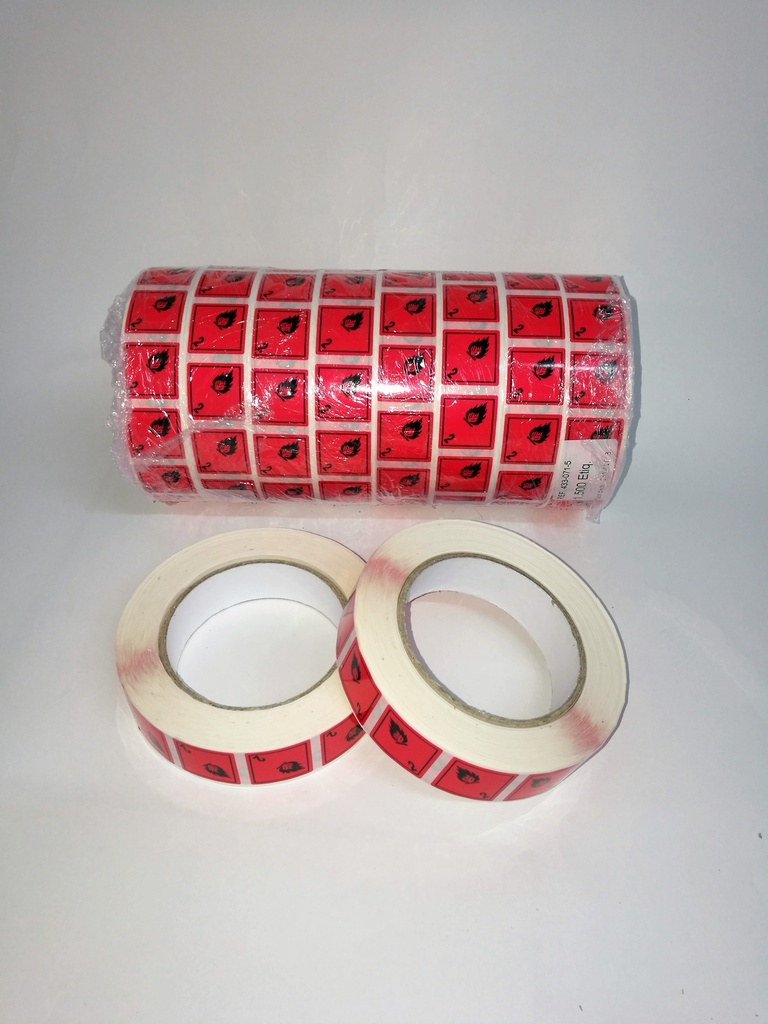 CLASE 2.1 GASES INFLAMABLES 25x25mm _ R1500