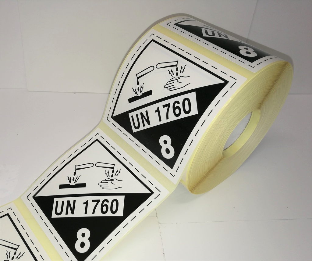 CLASE 8 MATERIAS CORROSIVAS 100X100 mm +TEXTO