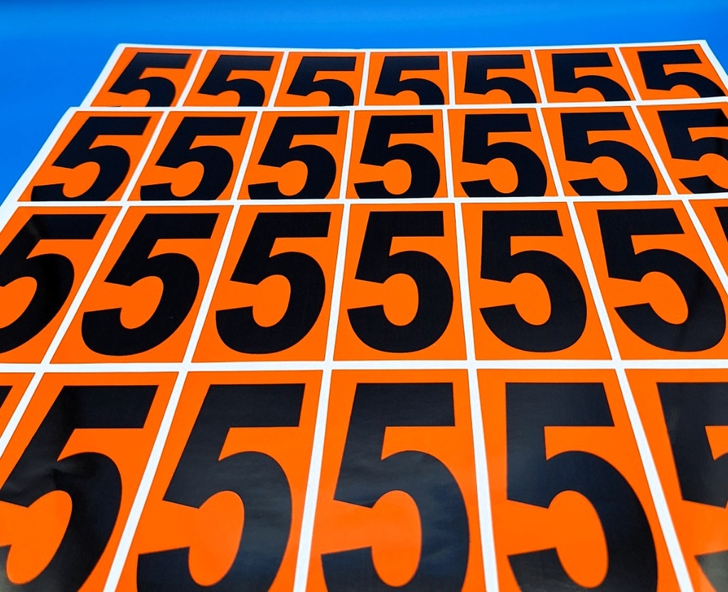 PACK NUMERACIÓN NARANJA 14UDS / HOJA IMPRESA  - NUMERO 5