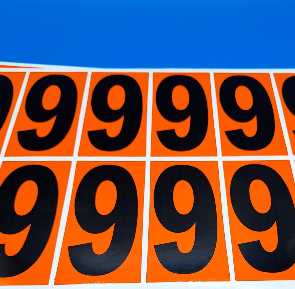 PACK NUMERACIÓN NARANJA 14UDS / HOJA IMPRESA  - NUMERO 9