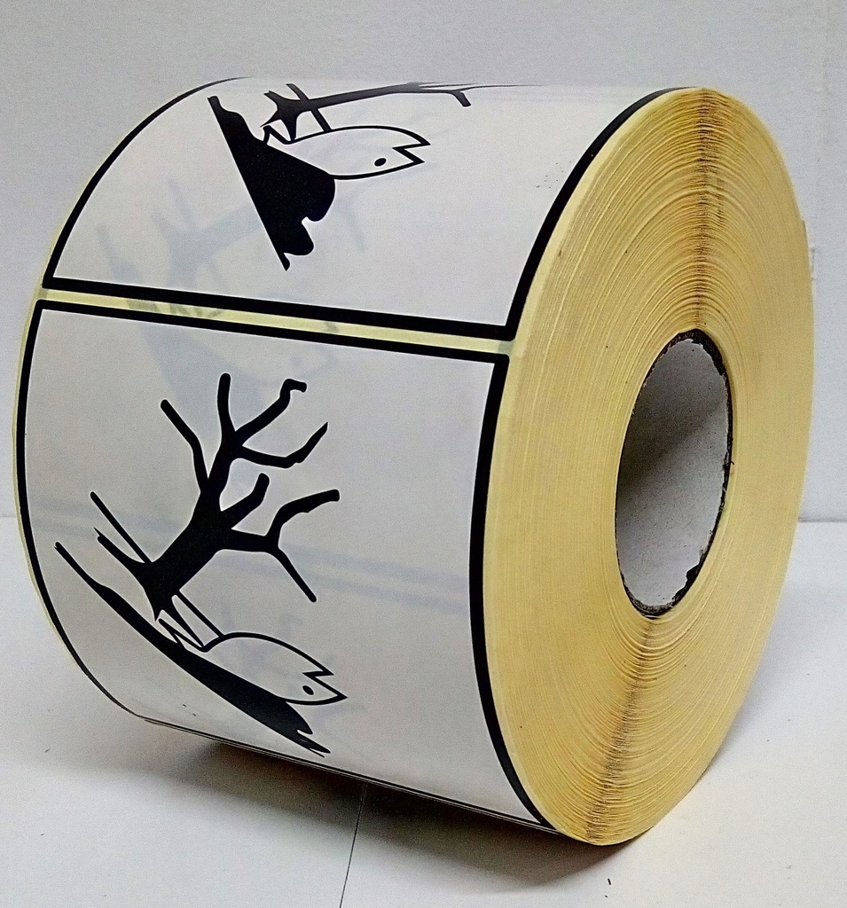PELIGRO MEDIOAMBIENTE 100x100mm  - Bobina 1.000 unidades