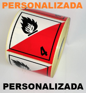 CLASE 4.2 ESPONTÁNEA INFLAMABLES - PERSONALIZADA -  100x100mm - Bobina