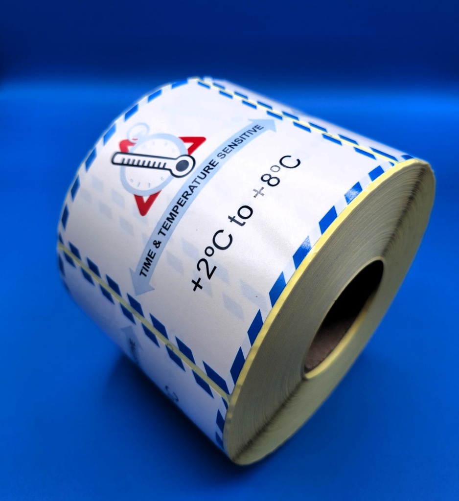 ETIQUETA TIME & TEMPERATURE SENSITIVE BOBINA - Rango : + 2 ºC + 8 ºC
