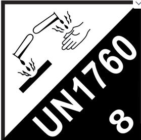 CLASE 8 MATERIAS CORROSIVAS 100X100 mm + TEXTO BLANCO PERSONALIZADO (UN.....) BOBINA