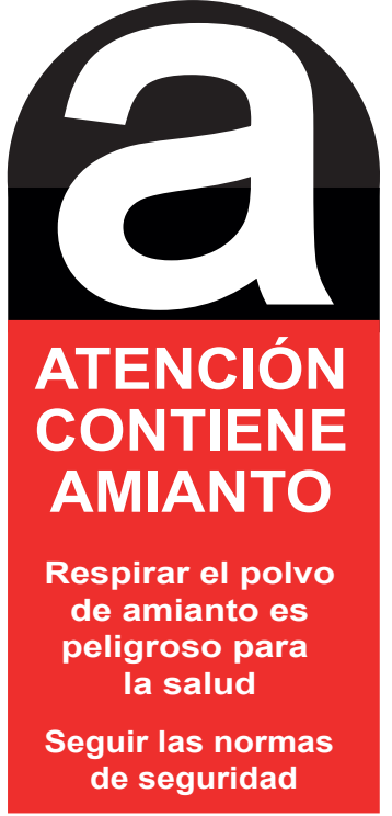 ETIQUETA ADHESIVA ATENCIÓN AMIANTO 100X200 MM -  Bobina