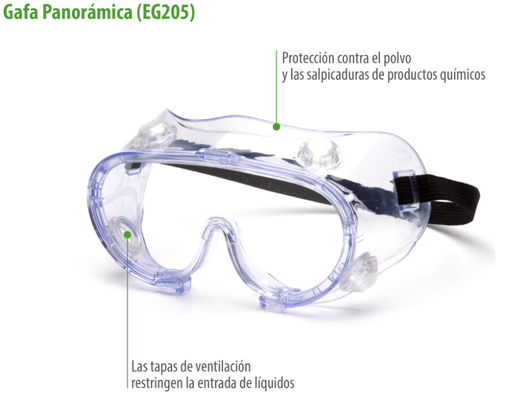 [EG205] GAFA PANORÁMICA CONTRA SALPICADURAS QUÍMICAS- VENTILADA