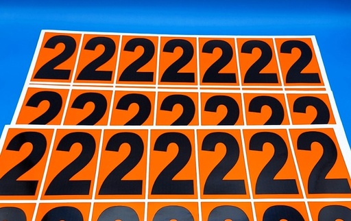 [REF. 2] PACK NUMERACIÓN NARANJA 14UDS / HOJA IMPRESA  - NUMERO 2