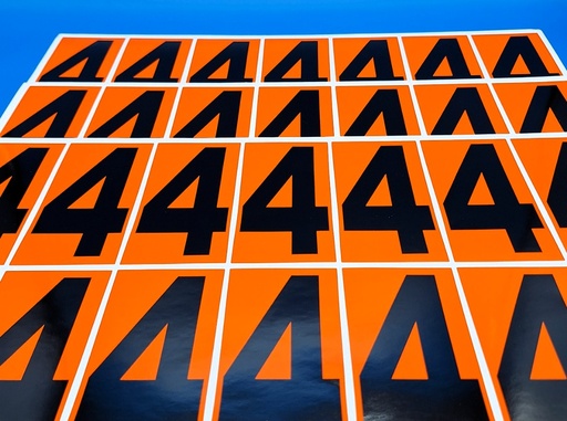 [REF. 4] PACK NUMERACIÓN NARANJA 14UDS / HOJA IMPRESA  - NUMERO 4