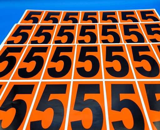 [REF. 5] PACK NUMERACIÓN NARANJA 14UDS / HOJA IMPRESA  - NUMERO 5