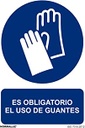 [RD26603] SEÑAL ADHESIVA OBLIGATORIO USO DE GUANTES 100X150 mm