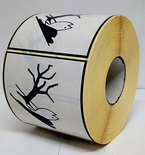 [ET009] PELIGRO MEDIOAMBIENTE 100x100mm  - Bobina 1.000 unidades