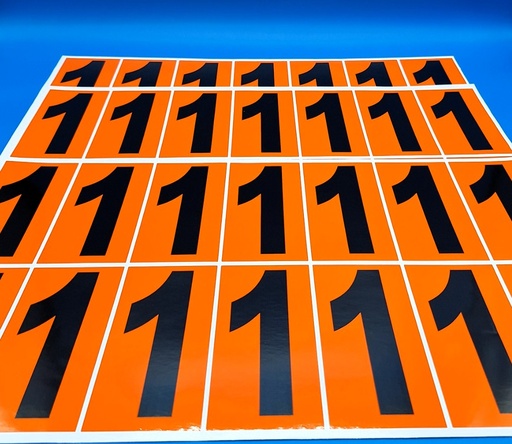 [PACK  REF. 1] PACK NUMERACIÓN NARANJA 14UDS / HOJA IMPRESA  - NUMERO 1 