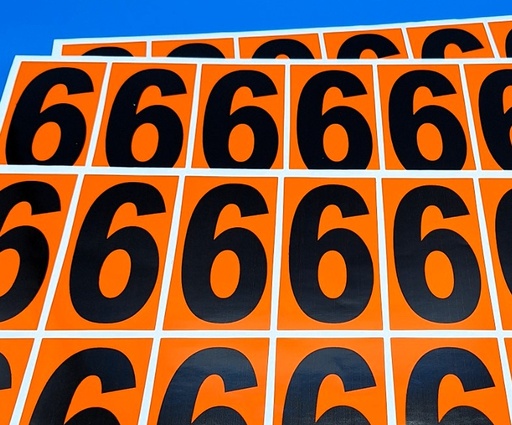 [PACK REF 6] PACK NUMERACIÓN NARANJA 14UDS / HOJA IMPRESA  - NUMERO 6 