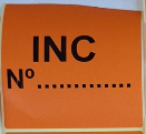 [INC_Naranja_100X100] ETIQUETA IDENTIFICACION INCIDENDIA "INC" 100x100 mm - bobina