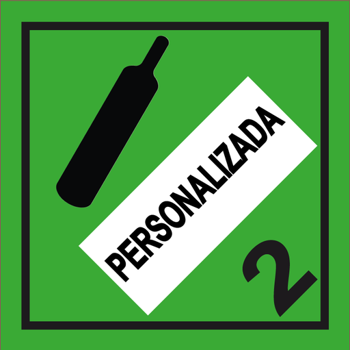 [PL004_PER] CLASE 2.2 GASES NO INFLAMABLES 250x250mm PERSONALIZADA - TEXTO INTERIOR - Bobina 100 uds