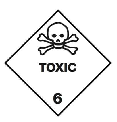 [CL6_TEXTO_250X250] CLASE 6.1 MATERIAS TÓXICAS ( TEXTO TOXIC) 250x250mm Bobina