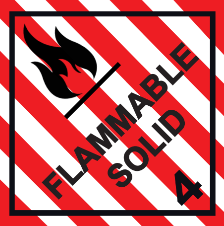 [CL4.1_TEXTO_250X250] CLASE 4.1 MATERIAS INFLAMABLES ( TEXTO FLAMMABLE SOLID) 250x250mm Bobina 