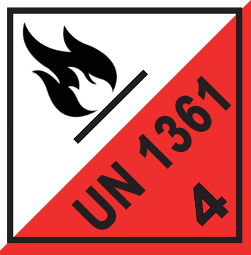 [CL4.2_100X100_UN1361] CLASE 4.2 ESPONTÁNEA INFLAMABLES - TEXTO UN 1361 -  100x100mm - Bobina 