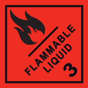 CLASE 3 LIQUIDOS INFLAMABLES - TEXTO INTERIOR " FLAMMABLE LIQUID " 300x300 mm - BOBINA   